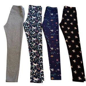 Bundle of 4 Leggings Big Girls Size Large 10-12 Cat & Jack Outer Space Unicorn